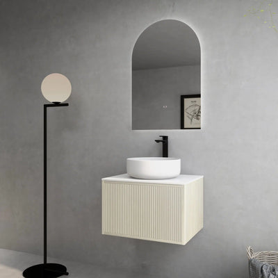 Ceto Bellevue 600mm Wall Hung Vanity Coastal Oak (Quartz Stone Top) - Sydney Home Centre