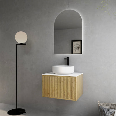 Ceto Bellevue 600mm Wall Hung Vanity Prime Oak (Quartz Stone Top) - Sydney Home Centre