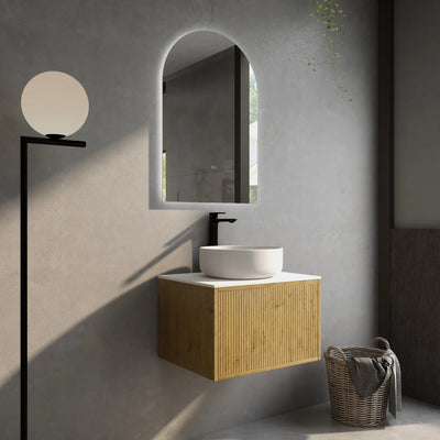 Ceto Bellevue 600mm Wall Hung Vanity Prime Oak (Marble Stone Top) - Sydney Home Centre