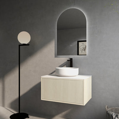 Ceto Bellevue 750mm Wall Hung Vanity Coastal Oak (Quartz Stone Top) - Sydney Home Centre