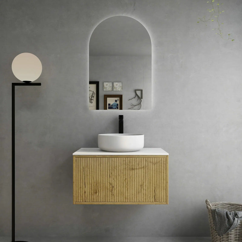 Ceto Bellevue 750mm Wall Hung Vanity Prime Oak (Marble Stone Top) - Sydney Home Centre