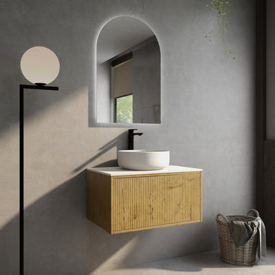 Ceto Bellevue 750mm Wall Hung Vanity Prime Oak (Marble Stone Top) - Sydney Home Centre