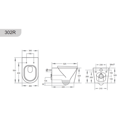 Poseidon Avis Rimless Wall Hung Pan Matte White - Sydney Home Centre