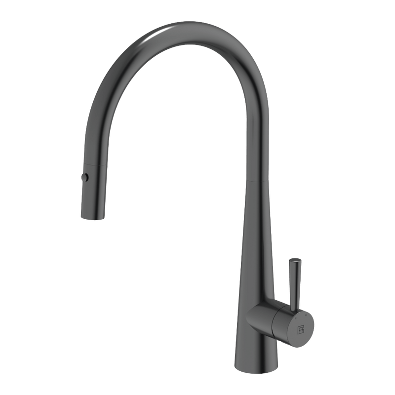 Gareth Ashton 304 Gooseneck with Dual Spray Pull Out Kitchen Mixer Black Pearl