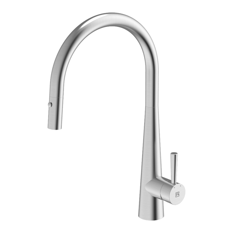 Gareth Ashton 304 Gooseneck with Dual Spray Pull Out Kitchen Mixer Brushed Stainless Steel