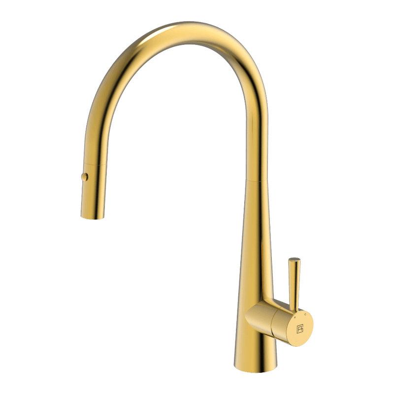 Gareth Ashton 304 Gooseneck with Dual Spray Pull Out Kitchen Mixer Eureka Gold