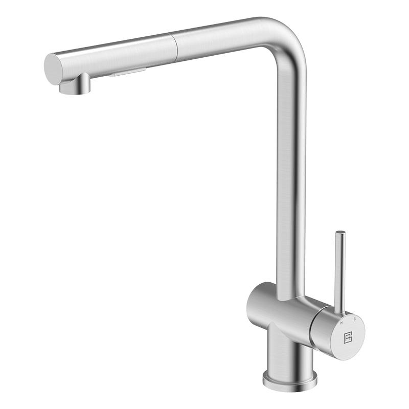 Gareth Ashton 304 Square Neck with Dual Spray Pull Out Kitchen Mixer Brushed Stainless Steel