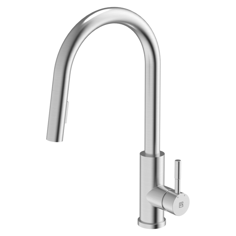 Gareth Ashton 304 Gooseneck Pull Out Kitchen Mixer Brushed Steel