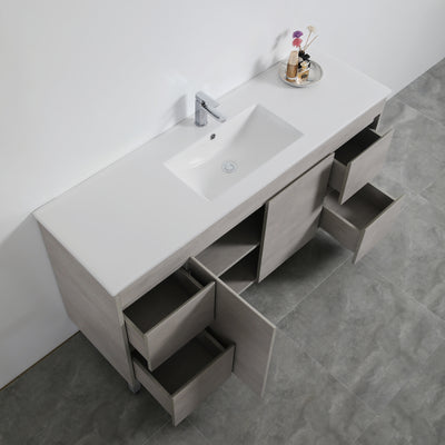 Poseidon Nova 1500mm Single or Double Bowl Freestanding Vanity Concrete Grey (Cabinet only) - Sydney Home Centre