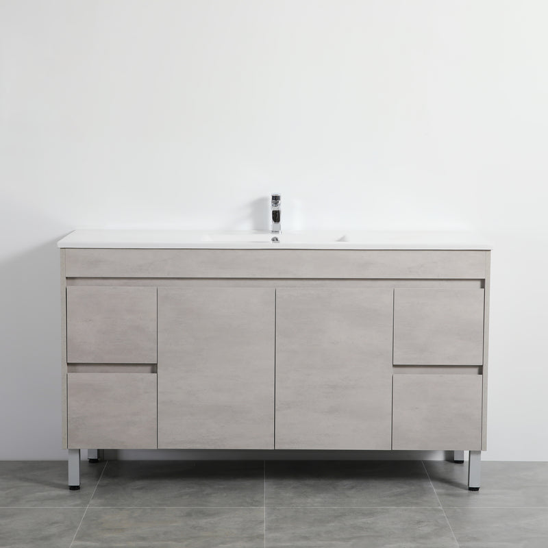 Poseidon Nova 1200mm Single Bowl Freestanding Vanity Concrete Grey (Ceramic Top) - Sydney Home Centre