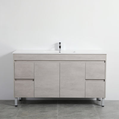 Poseidon Nova 1500mm Single Bowl Freestanding Vanity Concrete Grey (Ceramic Top) - Sydney Home Centre