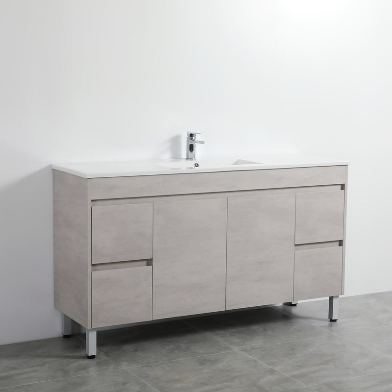 Poseidon Nova 1500mm Single Bowl Freestanding Vanity Concrete Grey (Ceramic Top) - Sydney Home Centre