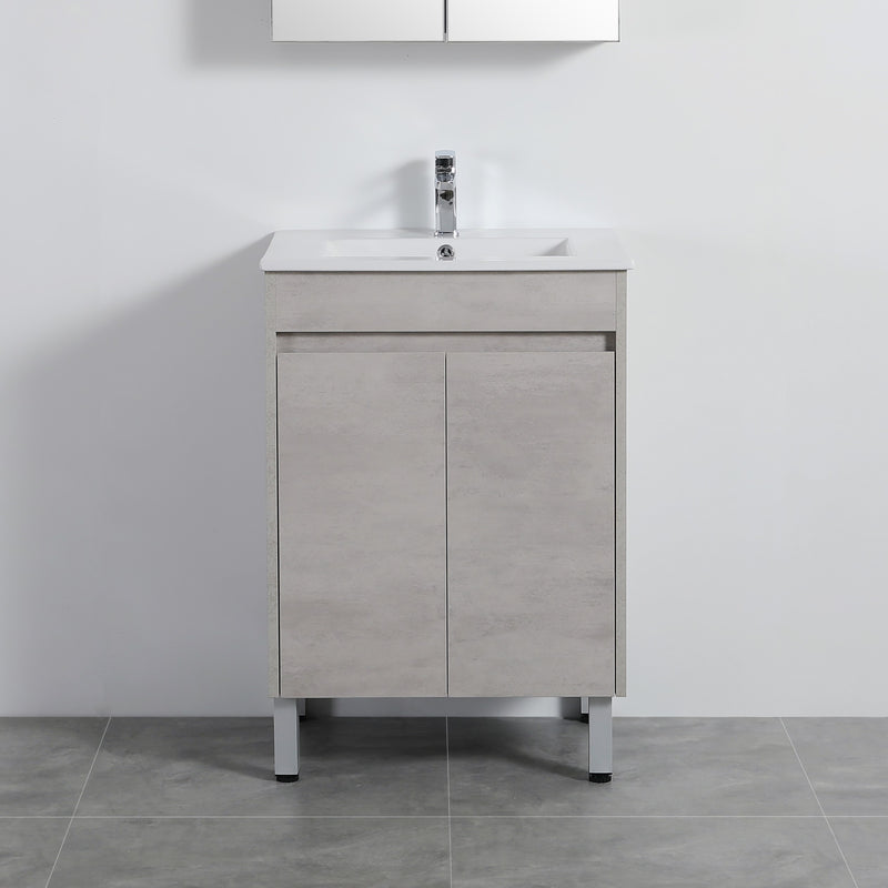 Poseidon Nova 600mm Freestanding Vanity Concrete Grey (Ceramic Top) - Sydney Home Centre