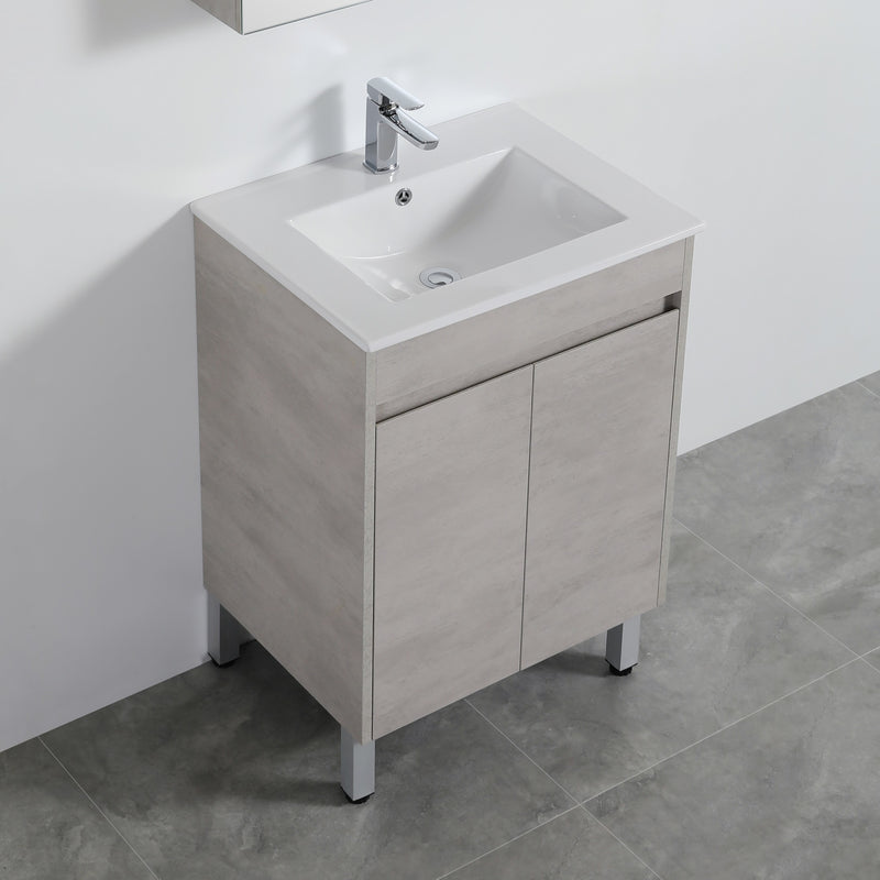 Poseidon Nova 600mm Freestanding Vanity Concrete Grey (Ceramic Top) - Sydney Home Centre