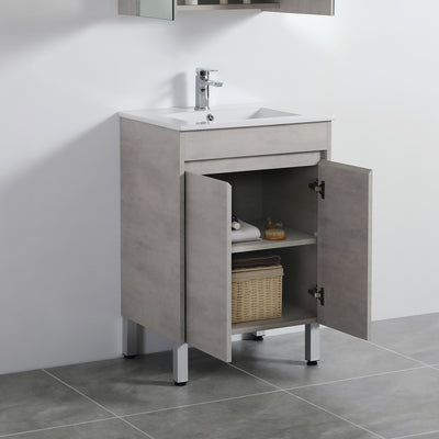 Poseidon Nova 600mm Freestanding Vanity Concrete Grey (Ceramic Top) - Sydney Home Centre