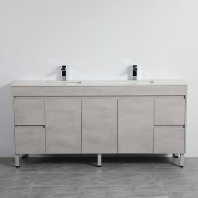 Poseidon Nova 1800mm Double Bowl Freestanding Vanity Concrete Grey (Cabinet only) - Sydney Home Centre