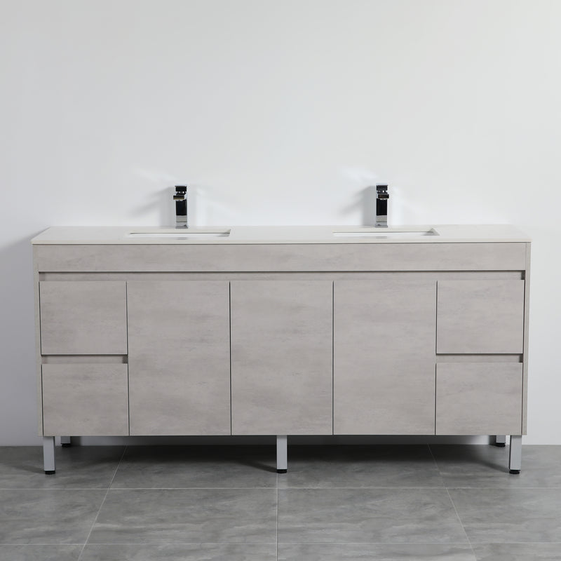 Poseidon Nova 1800mm Double Bowl Freestanding Vanity Concrete Grey (Cabinet only) - Sydney Home Centre