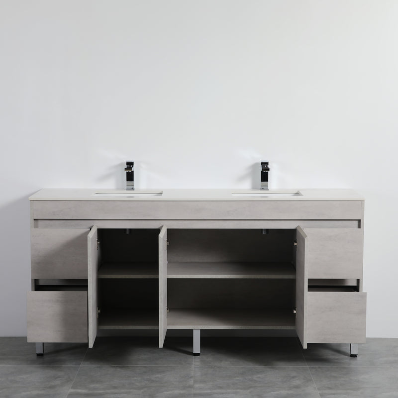 Poseidon Nova 1800mm Double Bowl Freestanding Vanity Concrete Grey (Cabinet only) - Sydney Home Centre