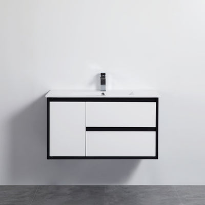 Poseidon Petra 900mm Wall Hung Right Drawer Cabinet with Ceramic Top - Sydney Home Centre