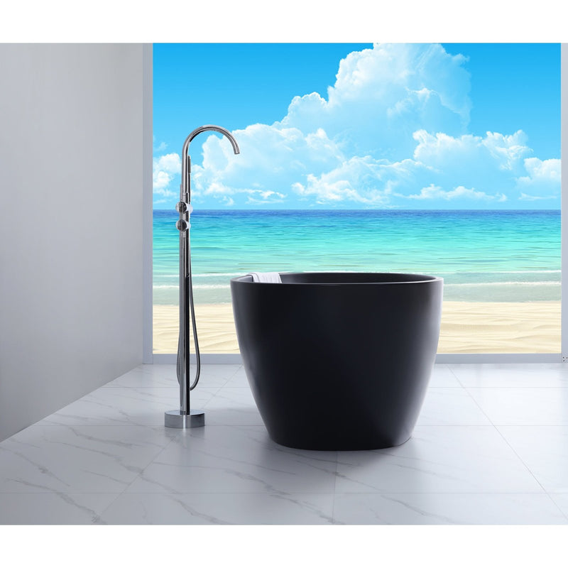 Poseidon Stella Freestanding Non-Overflow 1700mm Matte Black Bathtub - Sydney Home Centre