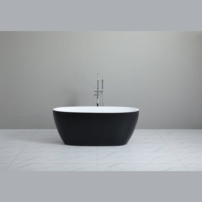 Poseidon Stella Free Standing 1500mm Matte Black & White Bathtub - Sydney Home Centre