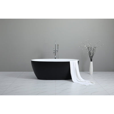 Poseidon Stella Free Standing 1700mm Matte Black & White Bathtub - Sydney Home Centre