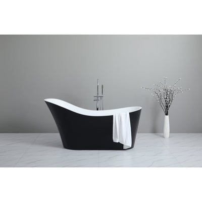 Poseidon Bevel Free Standing 1700mm Gloss Black And White Bathtub - Sydney Home Centre