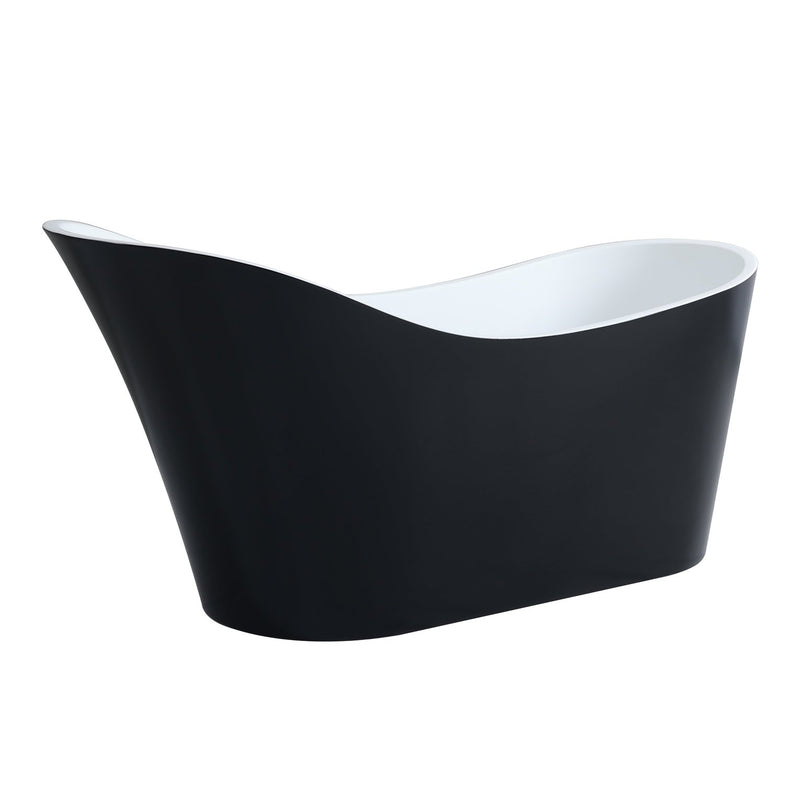 Poseidon Bevel Free Standing 1700mm Gloss Black And White Bathtub - Sydney Home Centre