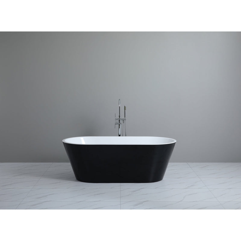 Poseidon Ovia Free Standing 1500mm Gloss Black And White Bathtub - Sydney Home Centre