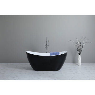 Poseidon Evie Free Standing 1660mm Gloss Black And White Bathtub - Sydney Home Centre