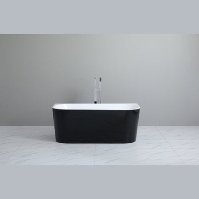 Poseidon Elivia Back To Wall 1500mm Matte Black & White Bathtub - Sydney Home Centre