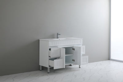 Ceto Acacia 1200mm Both Side Drawer Single Bowl Freestanding Vanity Matte White (Cabinet Only) - Sydney Home Centre