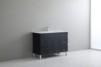 Ceto Acacia 1200mm Both Side Drawer Single Bowl Freestanding Vanity Matte Black (Ceramic Top) - Sydney Home Centre