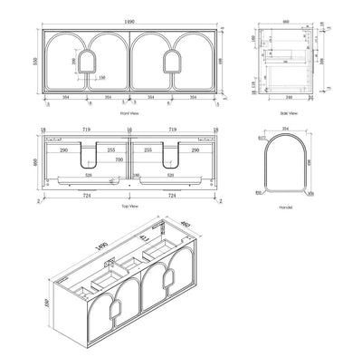 Otti Laguna 1500mm Vanity Satin White (Ultra Deluxe Stone Top Pure White) - Sydney Home Centre