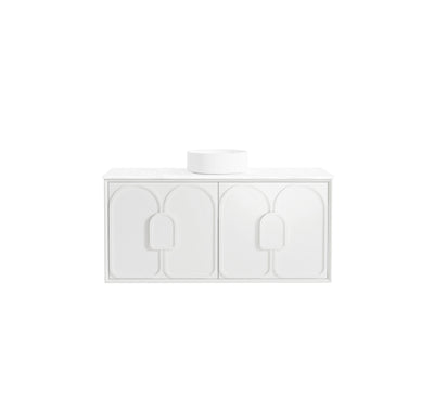 Otti Laguna 1200mm Vanity Satin White (Ultra Deluxe Stone Top Pure White) - Sydney Home Centre