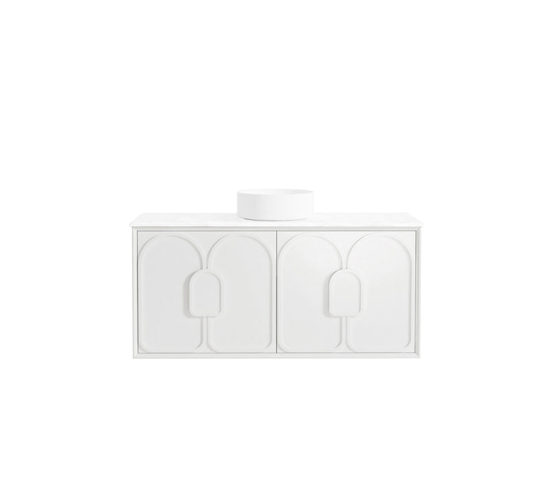 Otti Laguna 1200mm Vanity Satin White (Ultra Deluxe Stone Top Pure White) - Sydney Home Centre