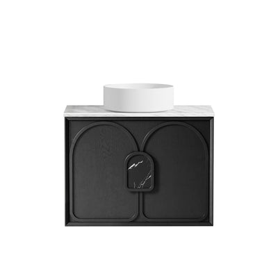 Otti Laguna 750mm Vanity Black American Oak (Ultra Deluxe Stone Top Natural Carrara Marble) - Sydney Home Centre