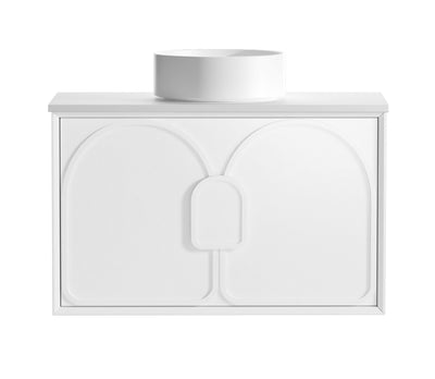 Otti Laguna 900mm Vanity Satin White (Ultra Deluxe Stone Top Pure White) - Sydney Home Centre