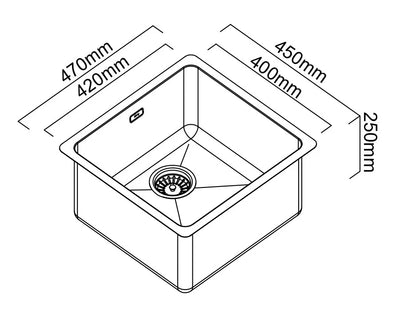 Abey LT120 45 Litre Single Bowl Sink with Overflow Black Pearl