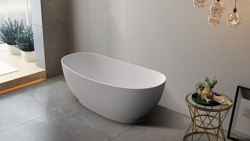 Riva Layla Super Slim Edge Unique 1500mm Freestanding Bathtub Matte White - Sydney Home Centre