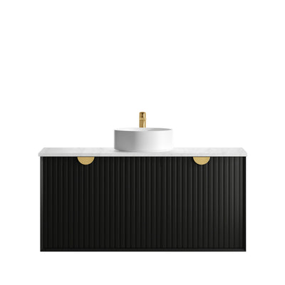 Otti Marlo 1200mm Wall Hung Vanity Black Satin (Ultra Deluxe Stone Top) - Sydney Home Centre