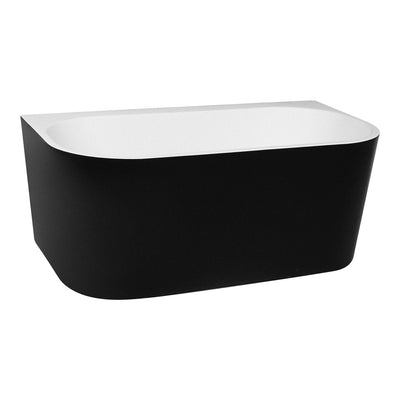 Poseidon Elivia Back To Wall 1500mm Matte Black & White Bathtub - Sydney Home Centre