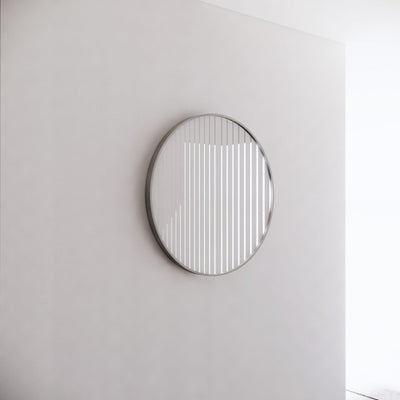 Riva 600mm Framed Round Mirror Wall Mounted Brushed Nickel - Sydney Home Centre