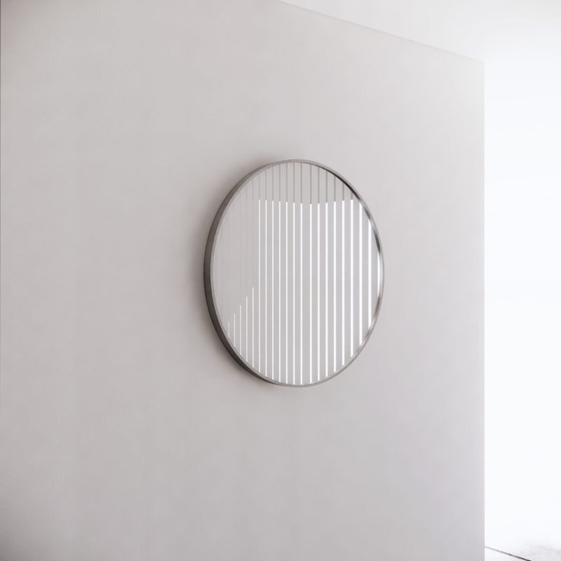 Riva 600mm Framed Round Mirror Wall Mounted Brushed Nickel - Sydney Home Centre