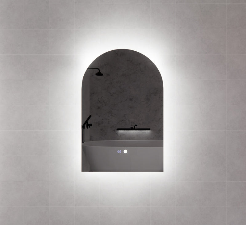 Riva AR1 900mm x 600mm Frameless Backlit Arch Led Mirror 3 Colour lights - Sydney Home Centre