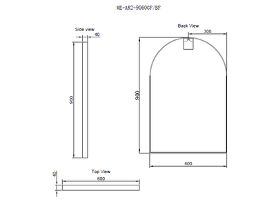 Riva 900mm x 600mm Framed Arch Mirror Wall Mounted Brushed Gold - Sydney Home Centre