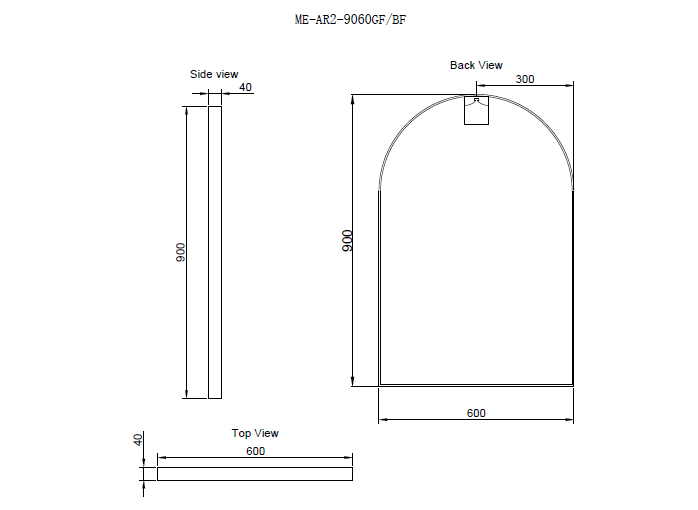 Riva 900mm x 600mm Framed Arch Mirror Wall Mounted Brushed Gold - Sydney Home Centre