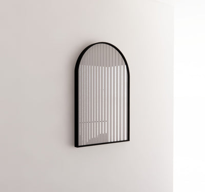 Riva 900mm x 600mm Framed Arch Mirror Wall Mounted Black - Sydney Home Centre