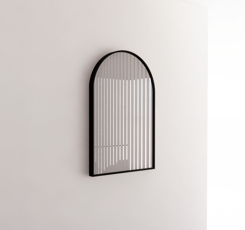 Riva 900mm x 600mm Framed Arch Mirror Wall Mounted Black - Sydney Home Centre