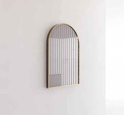 Riva 900mm x 600mm Framed Arch Mirror Wall Mounted Brushed Gold - Sydney Home Centre